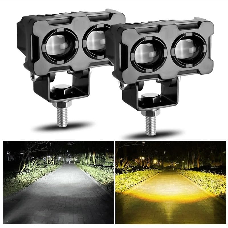 Motorcycle Robot Dual Colour LED Work & Driving Lights | 5000K–6500K Two-Color Headlights & Fog Lamps