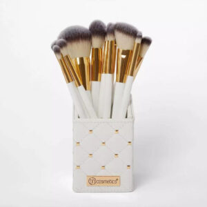 Cosmetics Elegance Brush Set – Studded Elegance White | 10Pcs Professional Makeup Brushes | Soft Bristles | Premium Beauty Tool Kit
