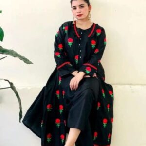 Silk Fancy Gown 3PC for Women | Elegant Party Wear Dress | Premium Embroidered Gown, Trouser & Dupatta Set