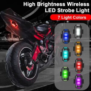 Universal LED Aircraft Strobe Lights | USB Rechargeable 7-Color Anti-Collision Warning Light | Motorcycle, Car, Drone, and Bike Signal Lamp – Waterproof Safety Light (Pack of 2)