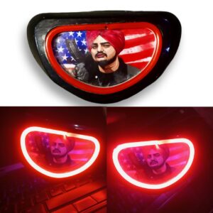 Sidhu Moose Wala 70cc Motorcycle Back Light with DRL | Fancy Neon LED Tail Light (Random Sidhu Moose Wala Design)