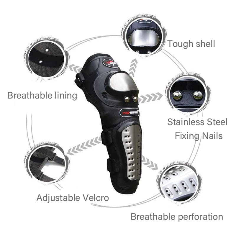 4 Pcs Motorcycle Elbow & Knee Pads for Men | Stainless Steel Off-Road Protective Gear | Anti-Fall Riding Armor for Motorbike & Motocross - Image 7