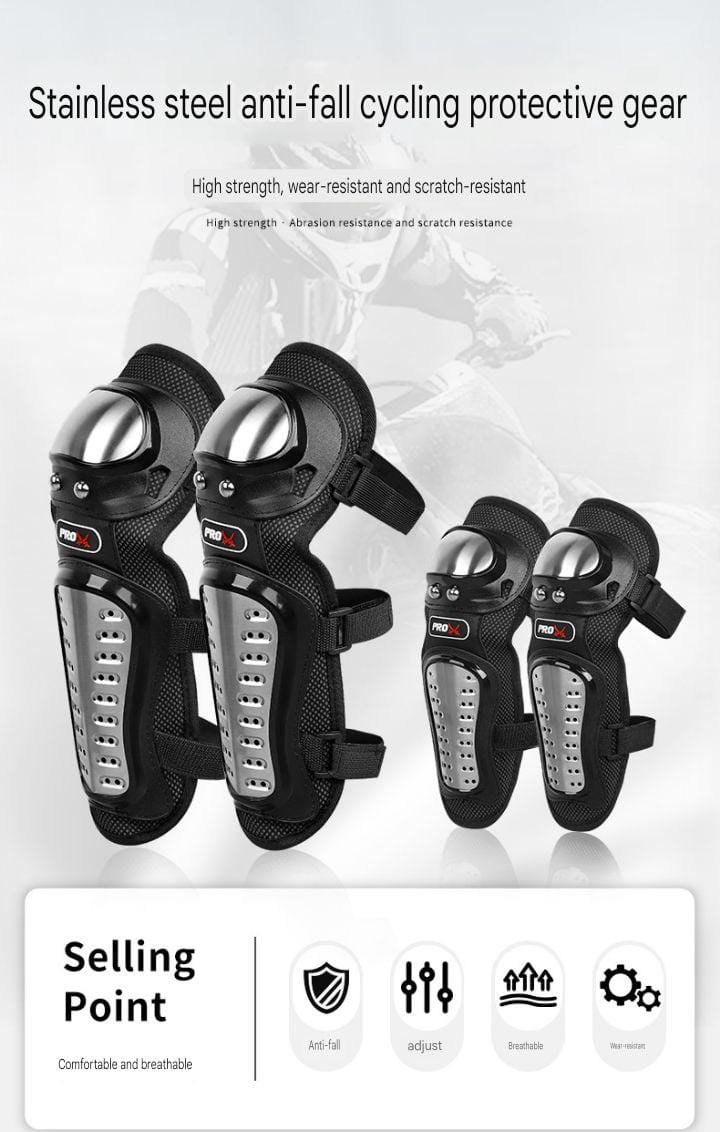 4 Pcs Motorcycle Elbow & Knee Pads for Men | Stainless Steel Off-Road Protective Gear | Anti-Fall Riding Armor for Motorbike & Motocross - Image 10