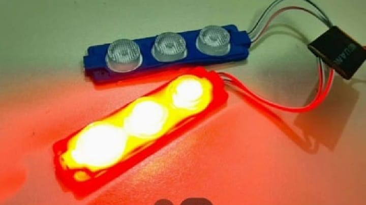 Red & Blue Flasher Light | Universal LED Warning Light for Car & Motorcycle | 12V Emergency Police Style Strobe Light - Image 3