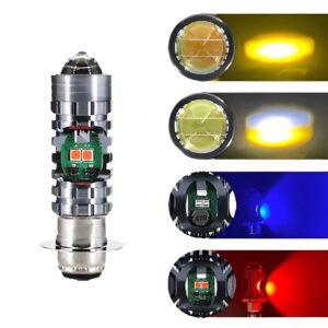 5 Function Bike LED Headlight Bulb | Police Flash Red, Blue, White & Yellow Light | Universal 12V Headlamp for CD70, CG125 & All Motorbikes