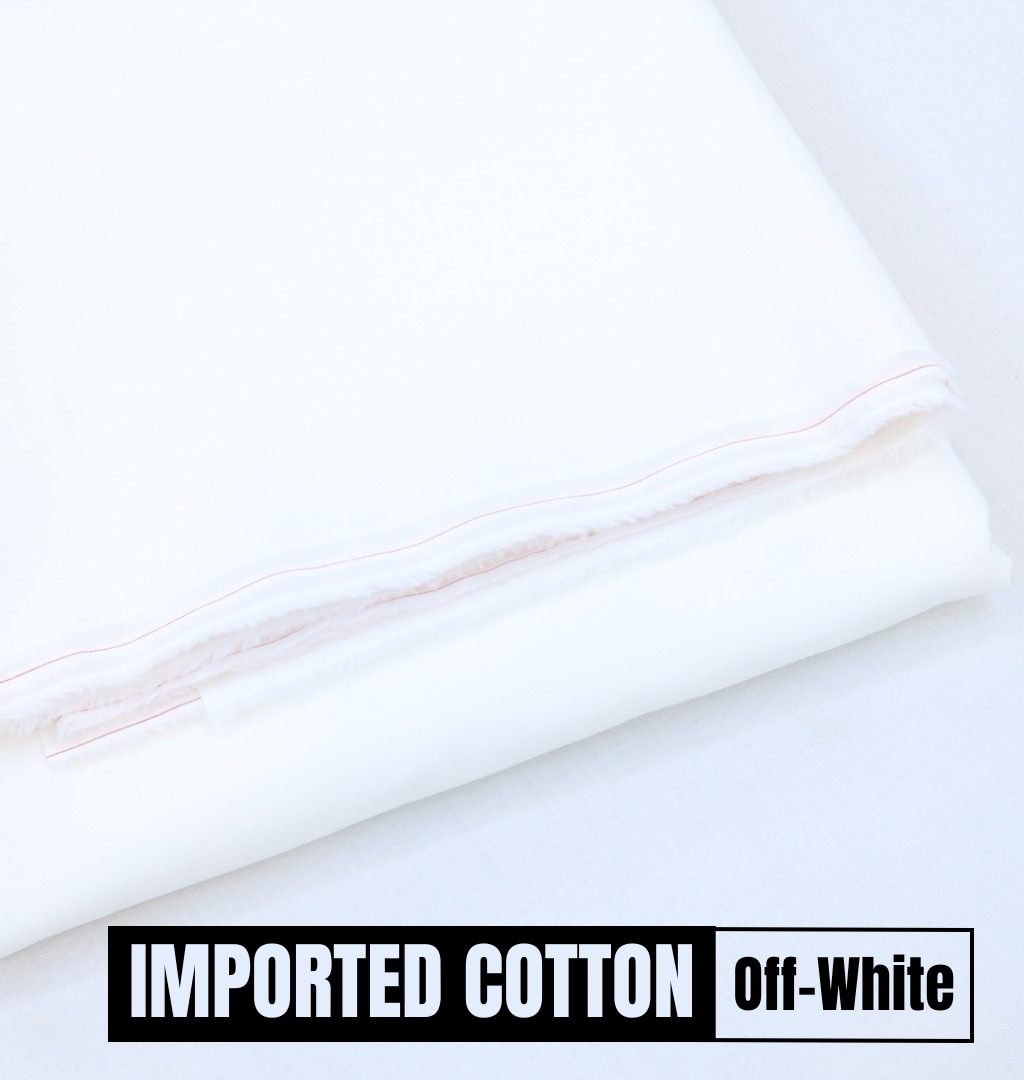 2 Piece OFF WHITE Unstitched Fabric for Men | Premium Gents Cotton Suit | Soft & Breathable Summer Wear - Image 3