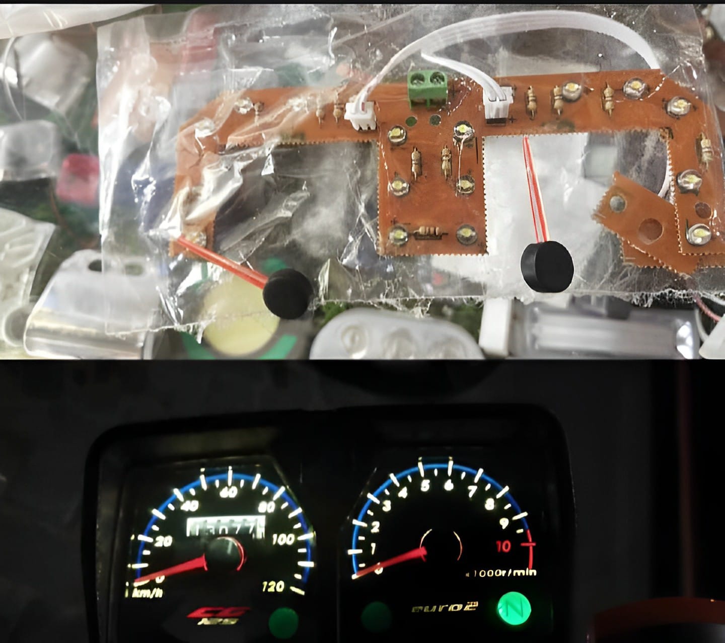 Honda CG125 LED Glowing Speedometer Kit with Red Needle | Meter LED Light Upgrade for 125cc Bikes | Stylish Dashboard Glow Kit - Image 5