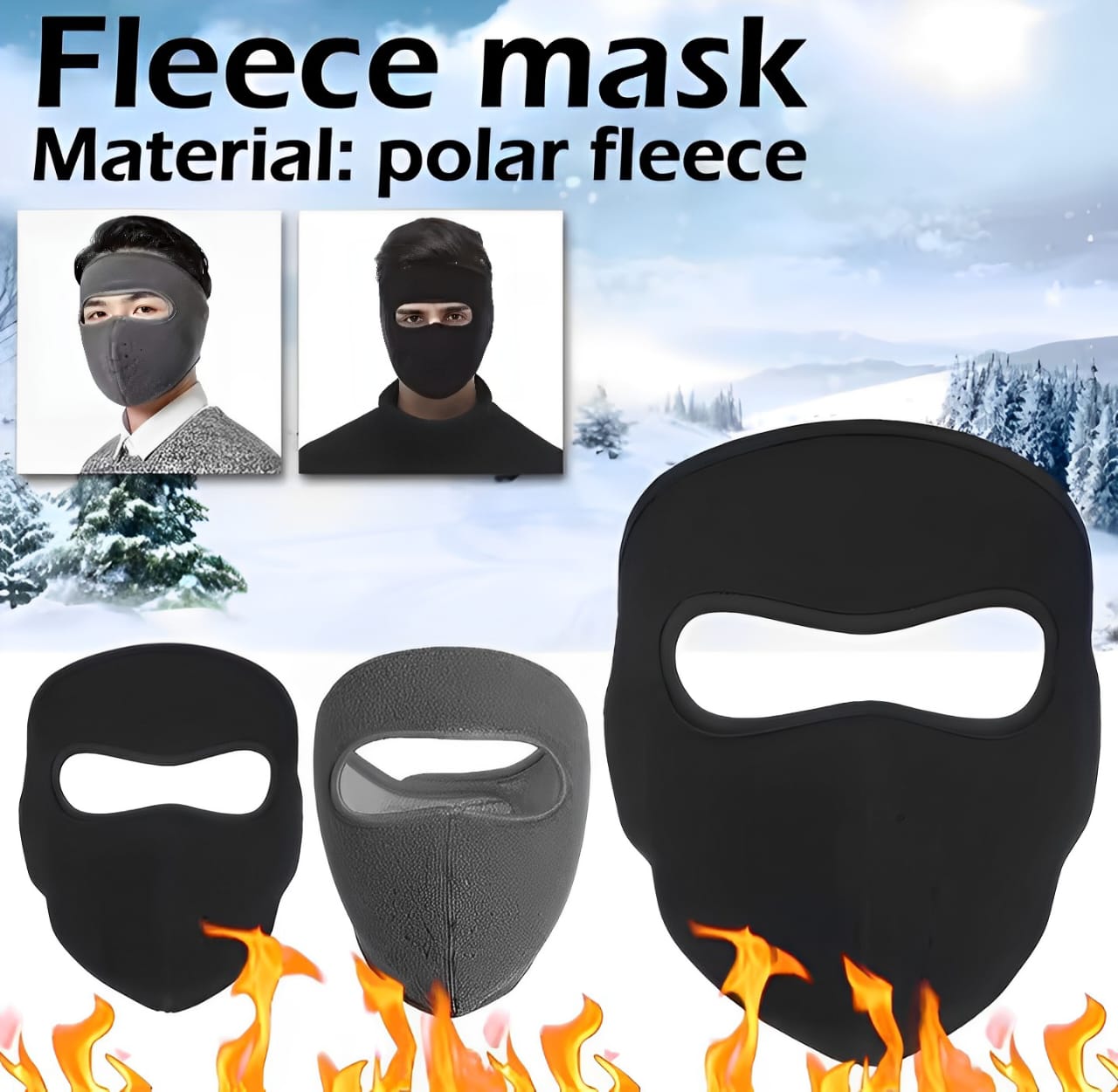 Winter Cycling Face Mask Windproof Balaclava for Men & Women | Skiing, Snowboarding & Motorcycle Riding | Random Color (Without Visor) - Image 2