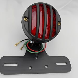 Motorcycle Cafe Racer Backlight & Brake Light with Number Plate Holder | 2-in-1 Vintage Grill Tail Light | Universal Fit for Bikes