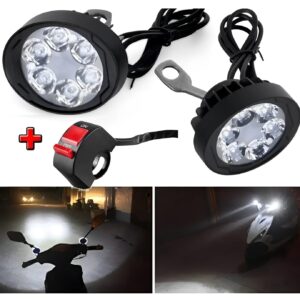 2 LED Headlight + Button Assist Lamp for Motorcycle | Universal Fit for CD70, CG125 & All Bikes