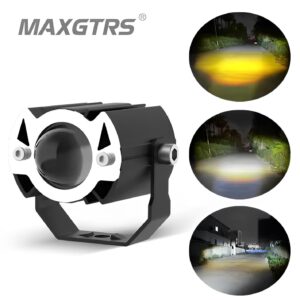 MAXGTRS Motorcycle LED Headlight Mini Projector Lens | Tri-Mode Driving Auxiliary Spotlamp for Scooters & Bikes