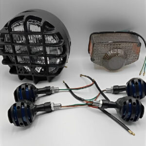 Pack of 3 Cafe Racer Style Bike Lighting Set | Headlight, Taillight & Indicators for Motorcycles