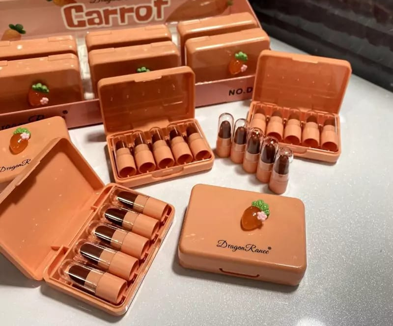 Dragon Ranee 5 Pcs Carrot Mini Lipstick Set | Long-Lasting Waterproof Lipstick | Random Colors - Image 5