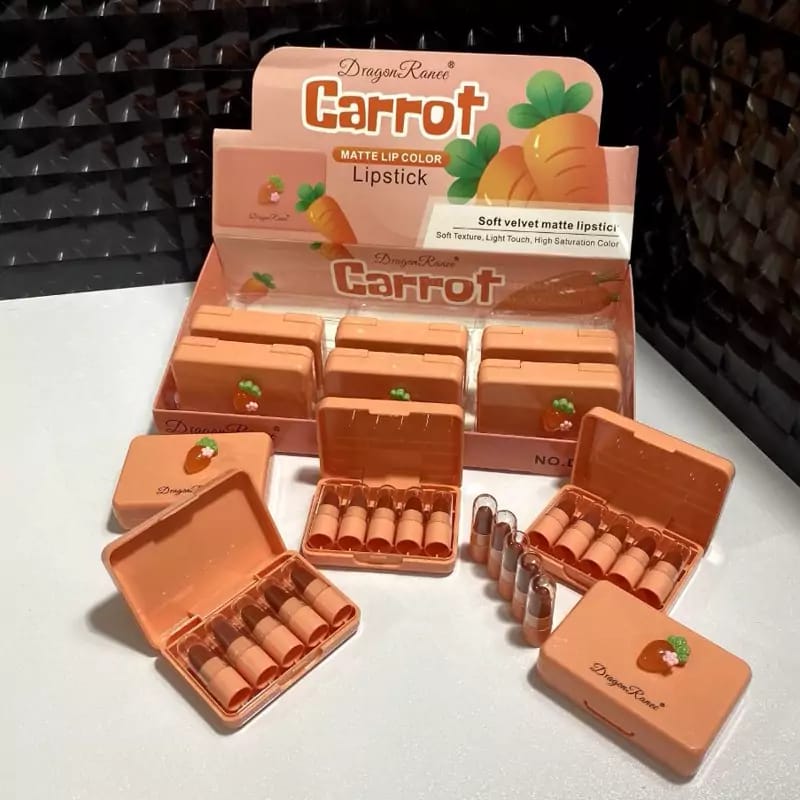 Dragon Ranee 5 Pcs Carrot Mini Lipstick Set | Long-Lasting Waterproof Lipstick | Random Colors - Image 4