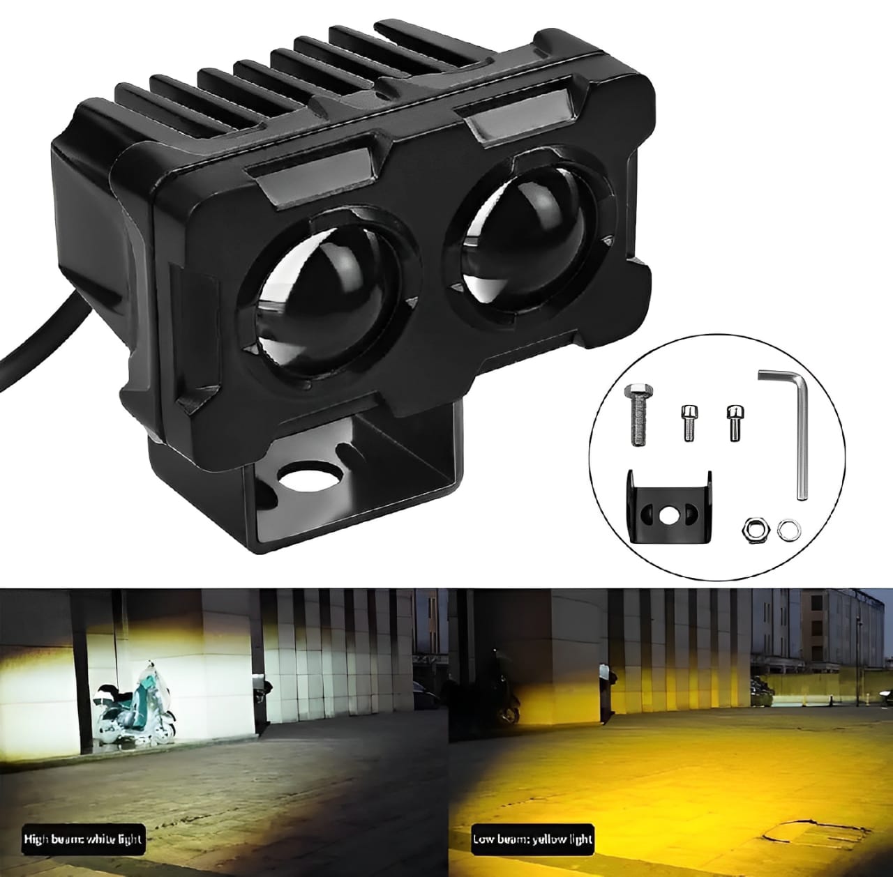 Motorcycle Robot Dual Colour LED Work & Driving Lights | 5000K–6500K Two-Color Headlights & Fog Lamps - Image 2