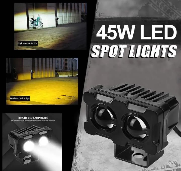 Motorcycle Robot Dual Colour LED Work & Driving Lights | 5000K–6500K Two-Color Headlights & Fog Lamps - Image 4