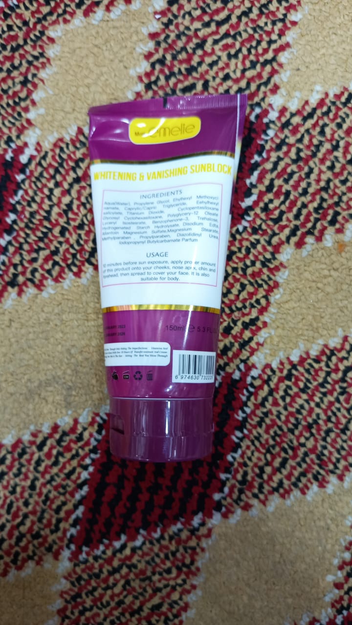 Emelie Sunblock SPF 60 – 100 ml | Advanced UVA/UVB Protection | Oil-Free, Non-Greasy & Whitening Formula - Image 3