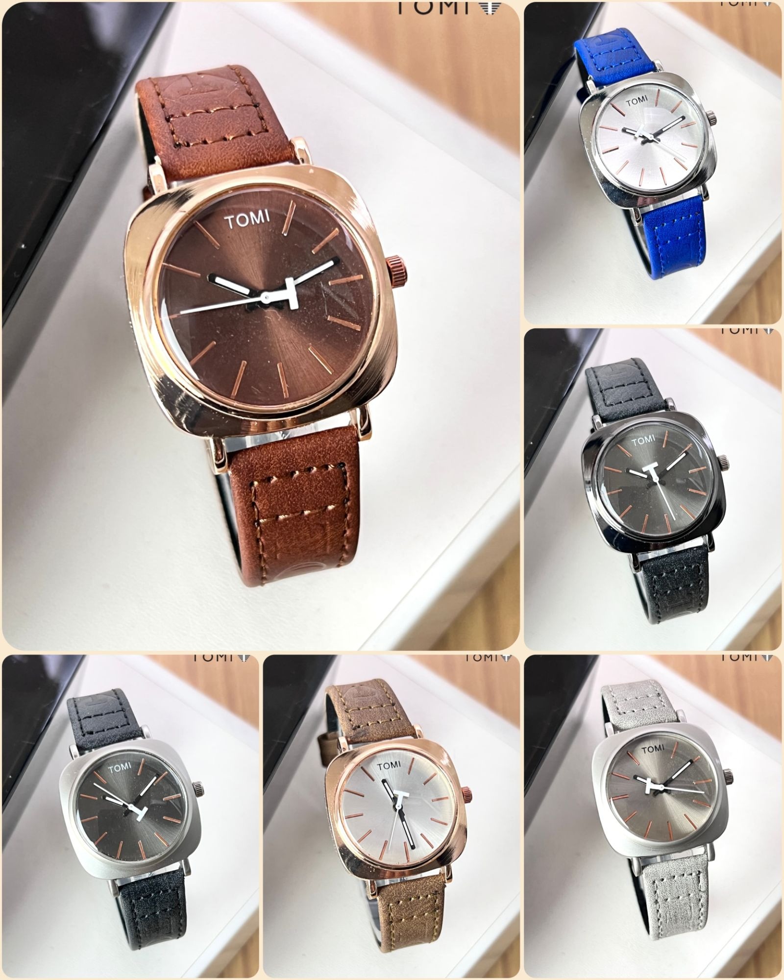 TOMI Original Leather Strap Watch – Waterproof & Durable | Elegant Quartz Wristwatch with Gift Box | Stylish Watch for Men - Image 5