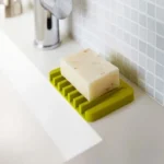 Silicone Soap Dish Drainer Tray – Non-Slip, Quick-Dry Soap Holder for Bathroom & Kitchen (Green)