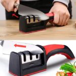 3-in-1 Knife Sharpener Set with Ceramic Peeler – 3-Stage Diamond Coated Kitchen Knife Sharpener for Fruit, Meat & Vegetables