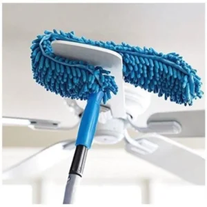 Flexible Microfiber Fan Duster with Telescopic Stainless Steel Handle – Extendable Cleaning Tool for Ceiling Fans & High Areas (Random Color)
