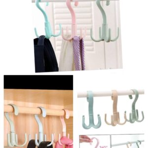 1/4Pcs Rotatable Closet Hook Organizer – 360° Wardrobe Bag Rack Holder for Scarves, Belts, Shoes & Accessories (Random Color)