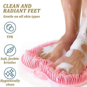 Silicone Shower Foot & Back Scrubber Mat – Wall‑Mount Suction Pad Foot & Back Cleaning Brush, Exfoliating Bath Mat (Random Color)