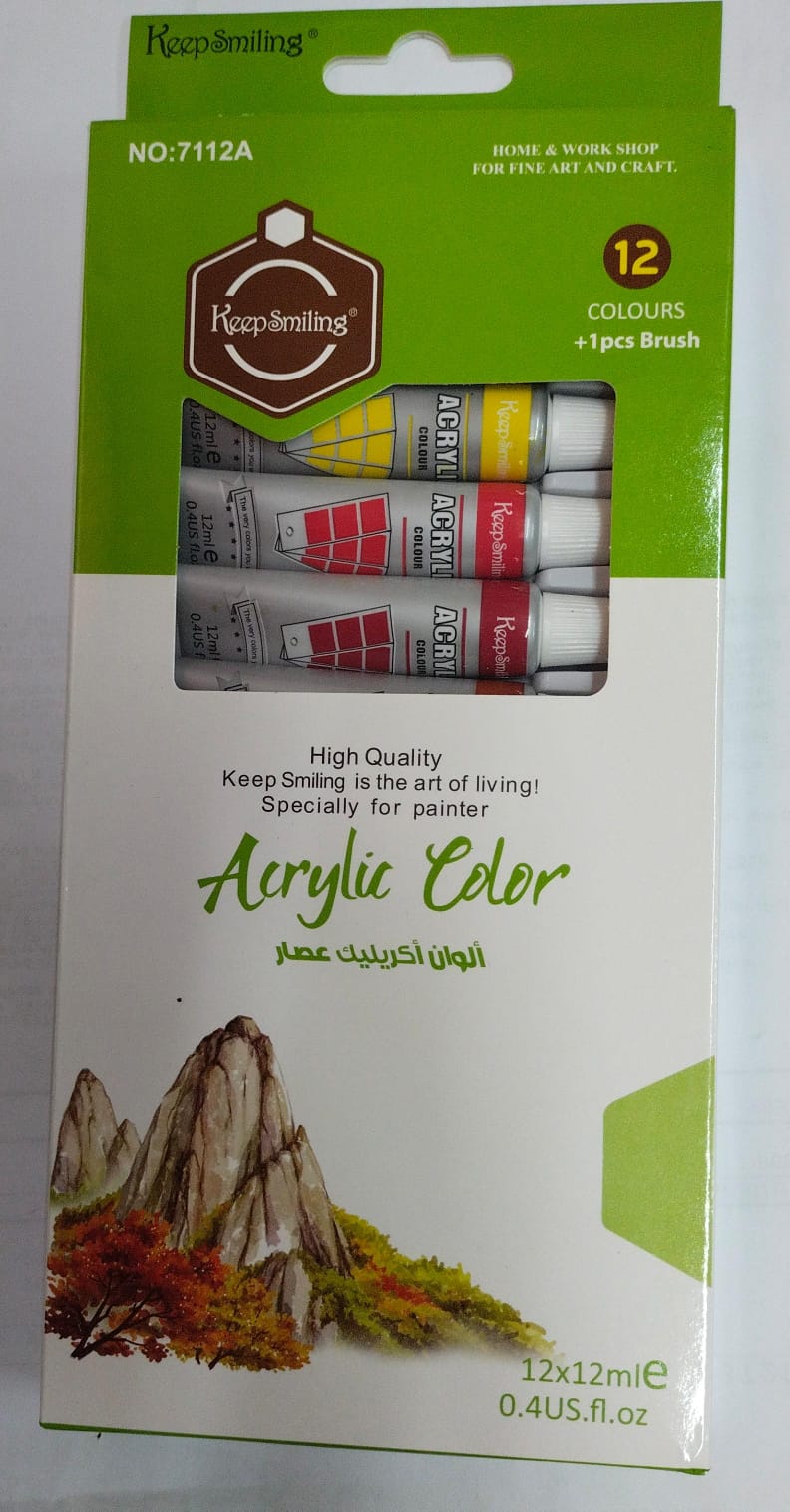 12-Color Acrylic & Fabric Paint Set – Multi-Surface Art Paint Kit for Canvas, Glass, Wood & Fabric (12ml x 12 Tubes)