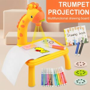 Giraffe LED Projector Art Drawing Board for Kids | Creative Painting Table with Light & Sketch Projector (With Box Packing, Random Color)