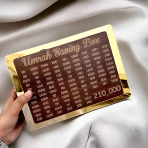 Umrah Saving Box | Premium Quality Wooden Coin Bank | Money Saving Box for Umrah Goal ₹210,000 Capacity (Random Design)
