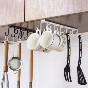 10 hooks Mug Cups Wine Glasses Storage Hooks Kitchen Utensil Ties Belt and Scarf Organizer Hanging Hook Rack Holder Under Cabinet Closet (random color )