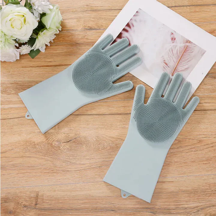 Silicone Washing Full Finger Gloves | Multi-Purpose Cleaning Gloves with Built-In Scrubbing Bristles - Image 4