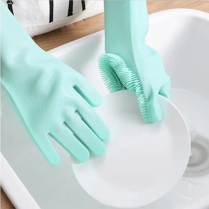 Silicone Washing Full Finger Gloves | Multi-Purpose Cleaning Gloves with Built-In Scrubbing Bristles - Image 5