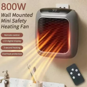 800W Space Heater – Digital Electric Wall Plug Heater with LED Display & Adjustable Thermostat | Portable Mini Home & Office Warme