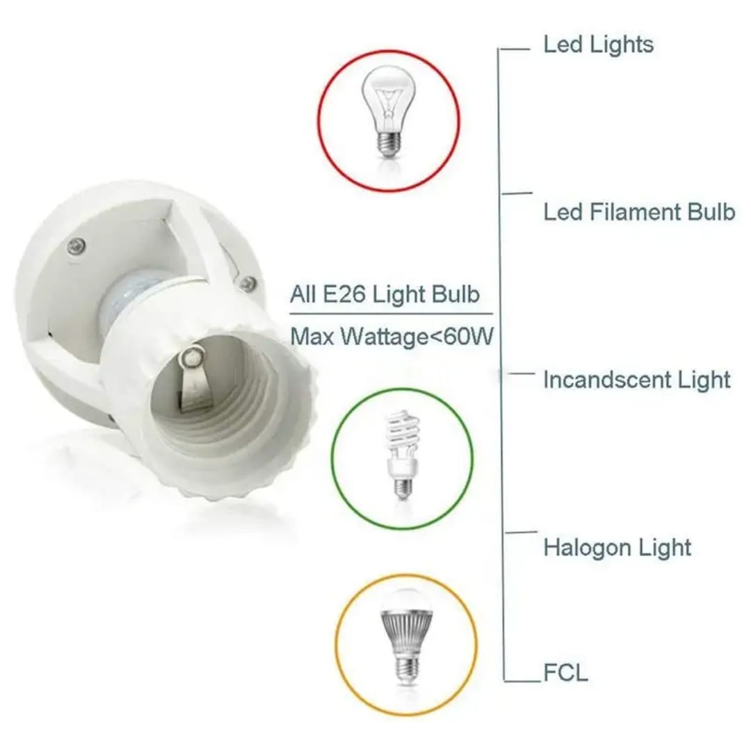 Infrared Motion Sensor Lamp Holder – 360° Smart Light Socket with Automatic On/Off Detection - Image 5