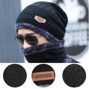 Wool Cap With Neck Warmer | Beanie And Scarf Set With Fleece Mask | Winter Thermal Wool Cap For Men And Women