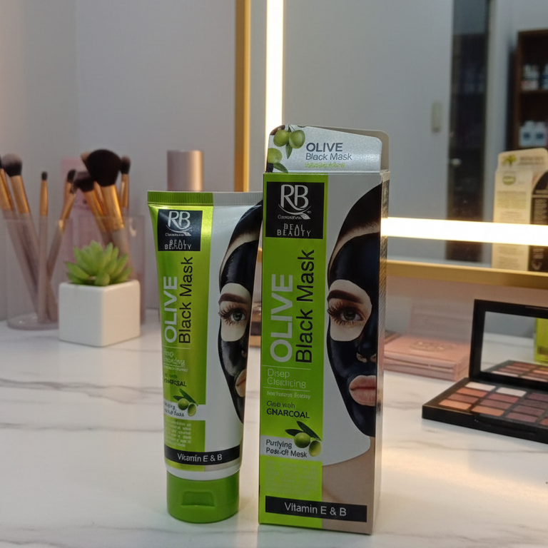 Detox Your Pores in 15 Minutes! ⚫ RB Cosmetics Olive & Charcoal Black Peel‑Off Mask – Deep Cleansing, Blackhead Removal & Skin Purifying Care - Image 3