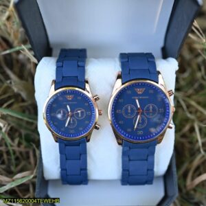 Elegant Couple Watch Set – Matching Men’s & Women’s Analog Wristwatches | Stylish Grey His & Hers Timepieces | 2-Piece Gift Set