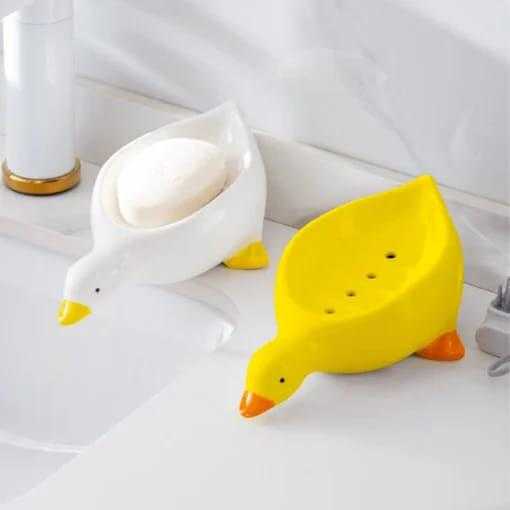Duck-Shaped Soap Tray | Thickened Plastic Quick Drain Soap Holder for Bathroom, Kitchen & Sink Use