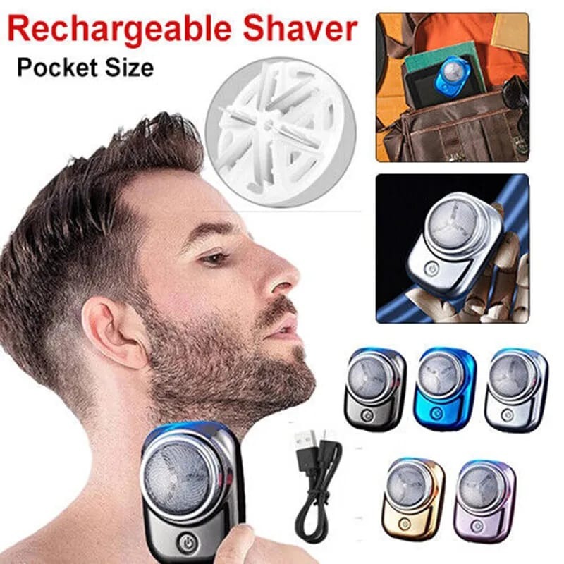 Mini Shaver Portable Electric Razor | USB Rechargeable 6-Blade Pocket Shaver | Wet & Dry Washable Travel Beard Trimmer - Image 2