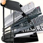 Remote Holder Stand Black Universal Remote Caddy TV Remote Organizer for Living Room Coffee Table Sofa Arm Bedside Multi-Compartment Holder