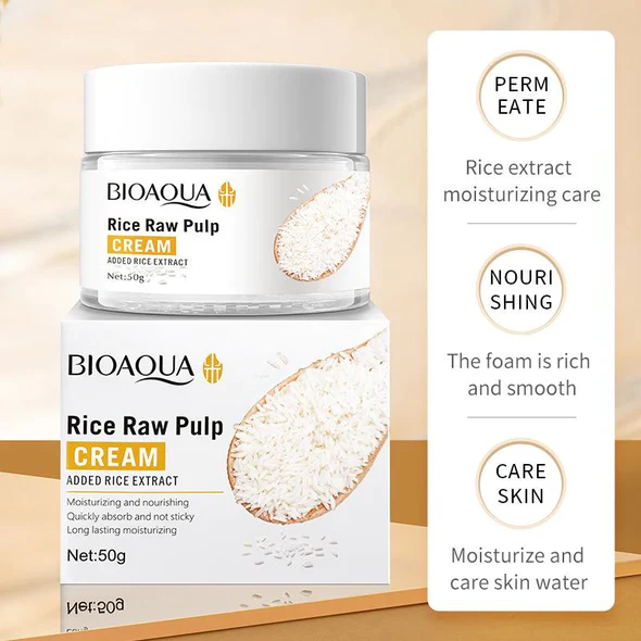 BIOAQUA Rice Raw Pulp Facial Cream – Moisturizing Face Cream 50g | Hydrating & Brightening Skin Care - Image 3