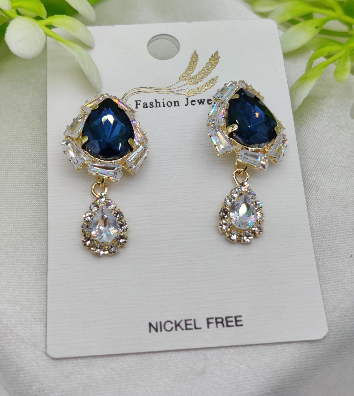 Imported Elegant Royal Blue Drop Earrings – Stylish Party Wear Jewelry for Women & Girls