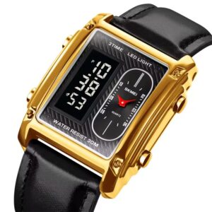 Original Skmei 1868 Digital Analog Men's Wrist Watch – Black with Golden Case | Luxury Style | No Box