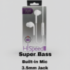 Handsfree X68 Hi-Speed Stereo Earphones with Mic | Super Bass Wired 3.5mm Jack for Mobile, Laptop & Tablet