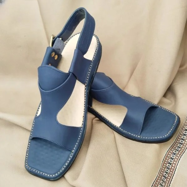 Menβs Premium Blue Panjadara Chappal β Traditional Peshawari Style Comfortable & Durable Sandal for Men - Image 4
