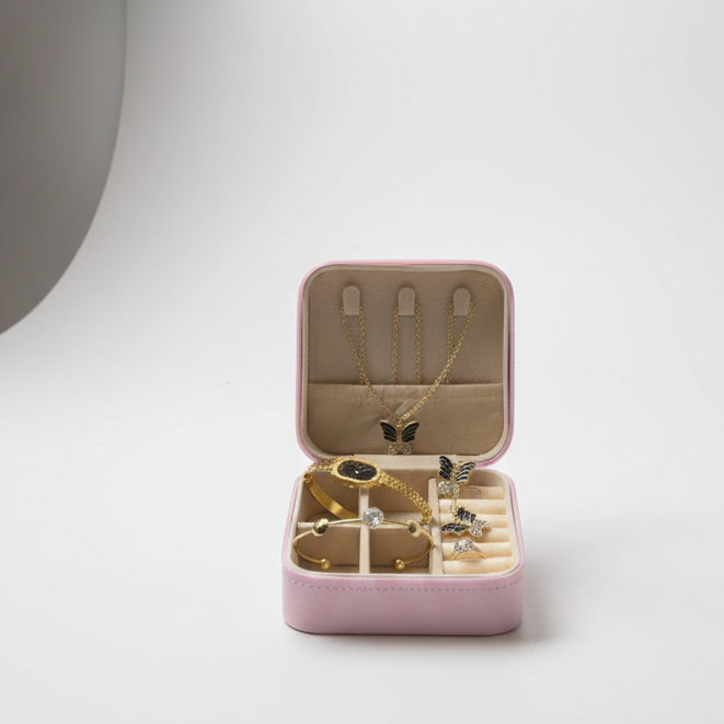 6-Piece Butterfly Jewelry Gift Set in Gold Tone with Luxury Travel Case - Image 4