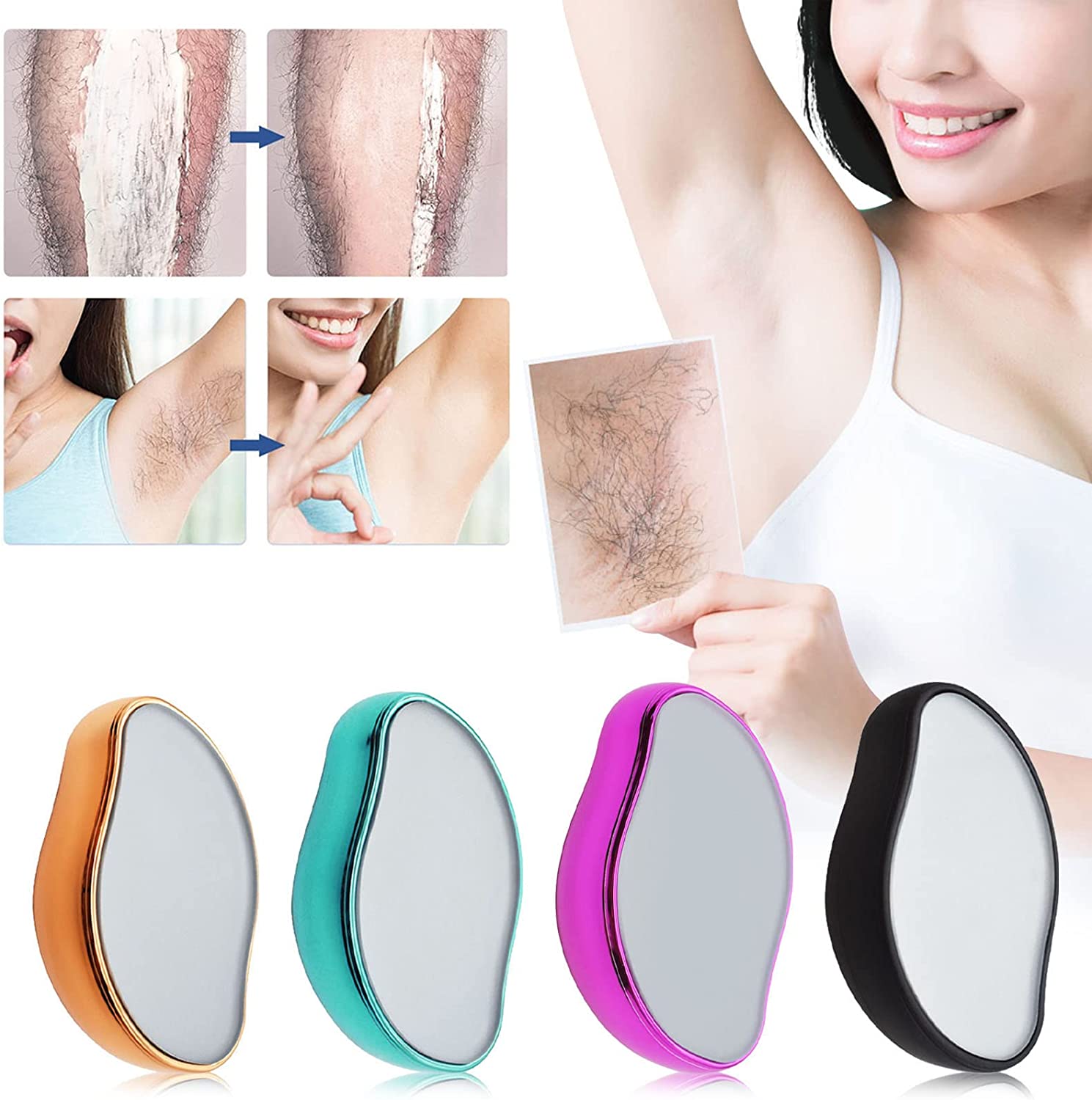 Bleame Crystal Hair Eraser | Painless Hair Removal & Exfoliation Tool for Arms, Legs & Body | Reusable Hair Remover (Random Color) - Image 4