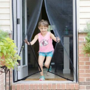 Magic Mesh Deluxe Hands-Free Magnetic Screen Door – Heavy Duty Mesh Curtain Keeps Bugs Out
