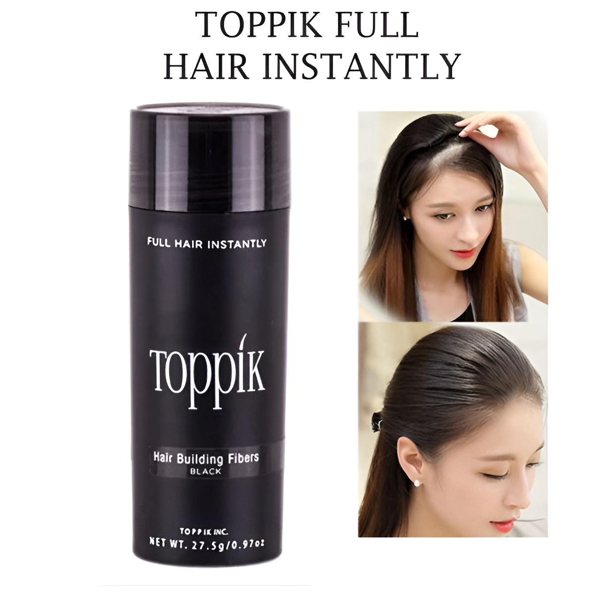 Toppik Hair Building Fibers 27.5g Black | Instant Fuller & Thicker Hair for Men & Women | Natural Hair Concealer for Thinning Hair - Image 3